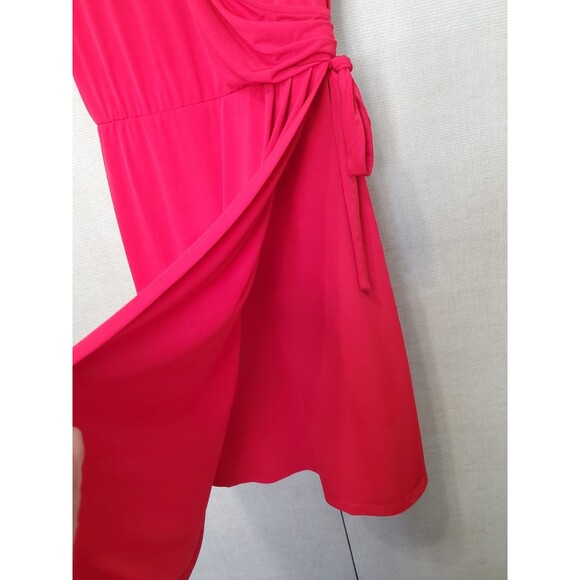 Susan Graver LiquidKnit Red Faux Wrap Midi Dress Size Small A646282 - Picture 6 of 8